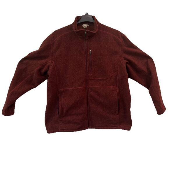 Duluth Trading Full Zip Park Point Burgundy Fleece Sweater Jacket Large 2xL - Picture 1 of 8
